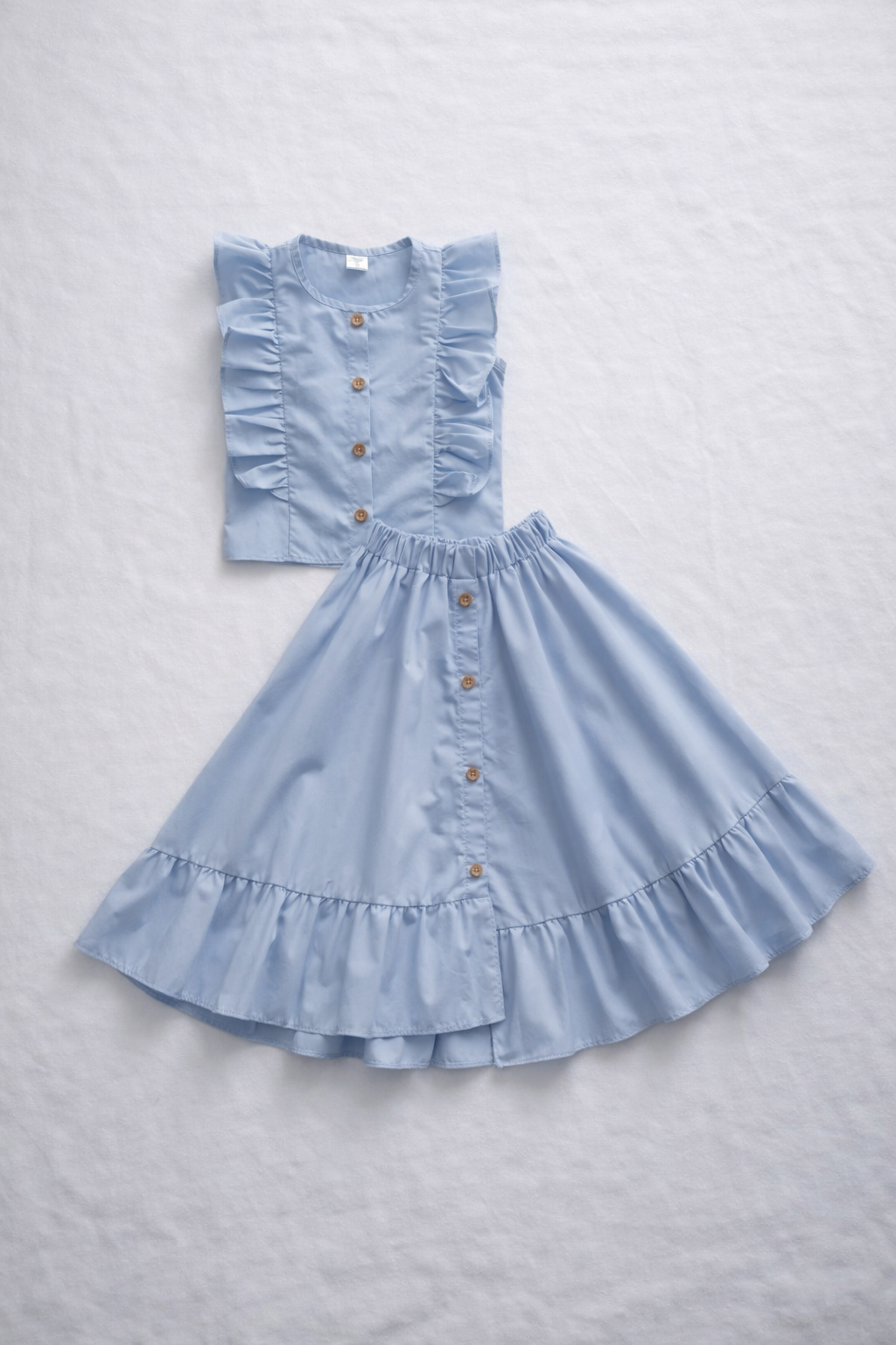 Set Blusa y Falda Azul en Popelina